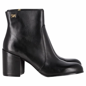 Feather Light Rough Trail Hiker Stuart Weitzman Quinn Block Heel Ankle Boots in Black Leather