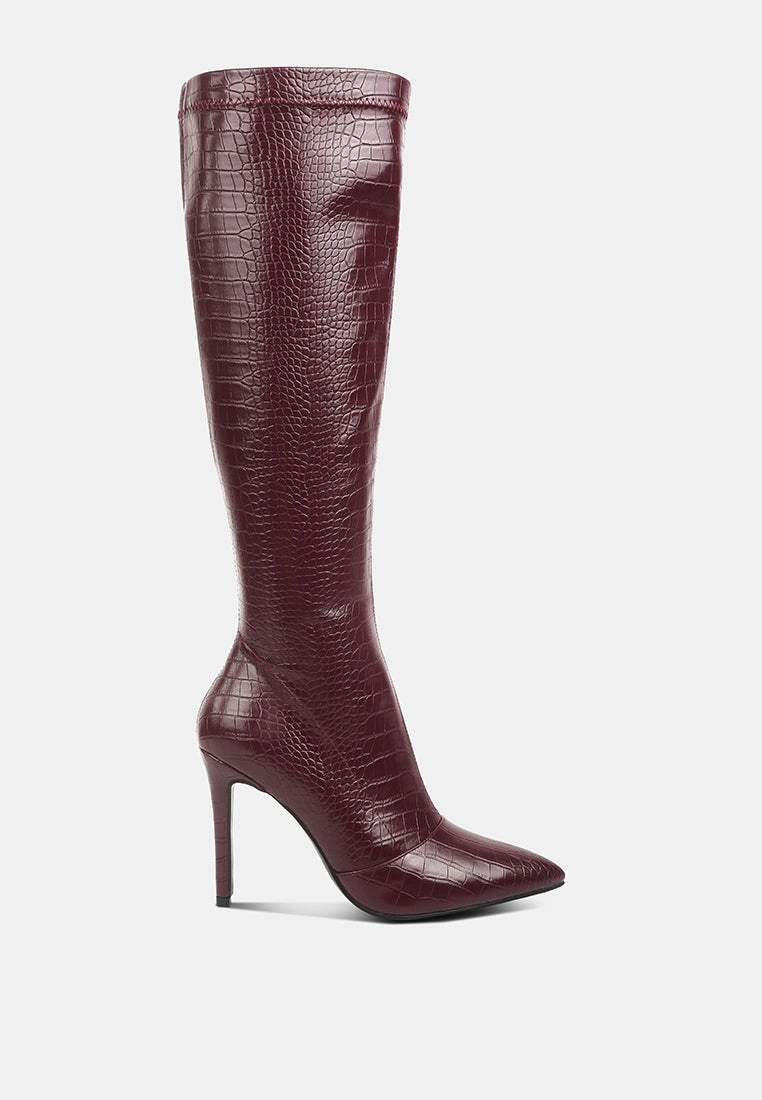 wheedle croc high heeled calf boots Thermal Core Snow Trekker