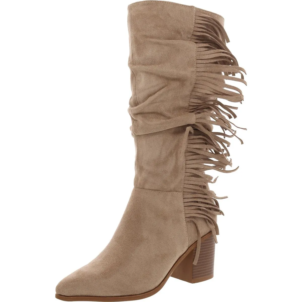 HARTLY Womens Faux Suede Pointed Toe Mid-Calf Boots insulated