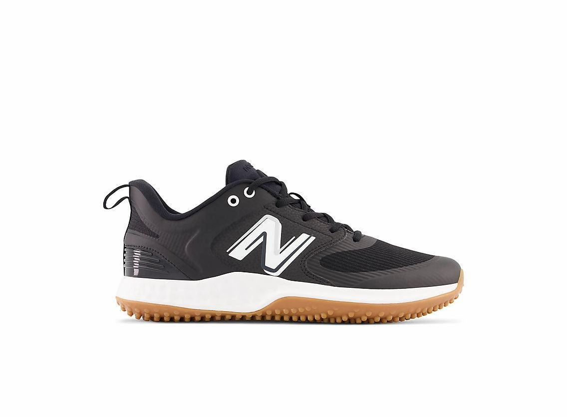 expert - approved New Balance Men's Fresh Foam 3000 V6 Turf Baseball Shoes - Black with White & Gum Rubber - T3000BK6