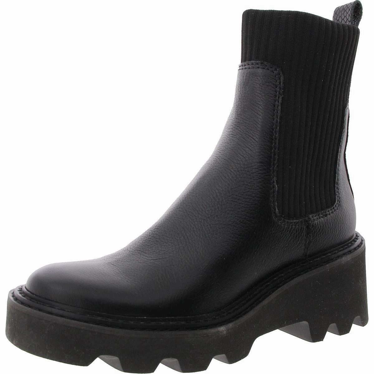 Womens Solid Faux Leather Ankle Boots Wide toe box