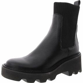Womens Solid Faux Leather Ankle Boots Wide toe box