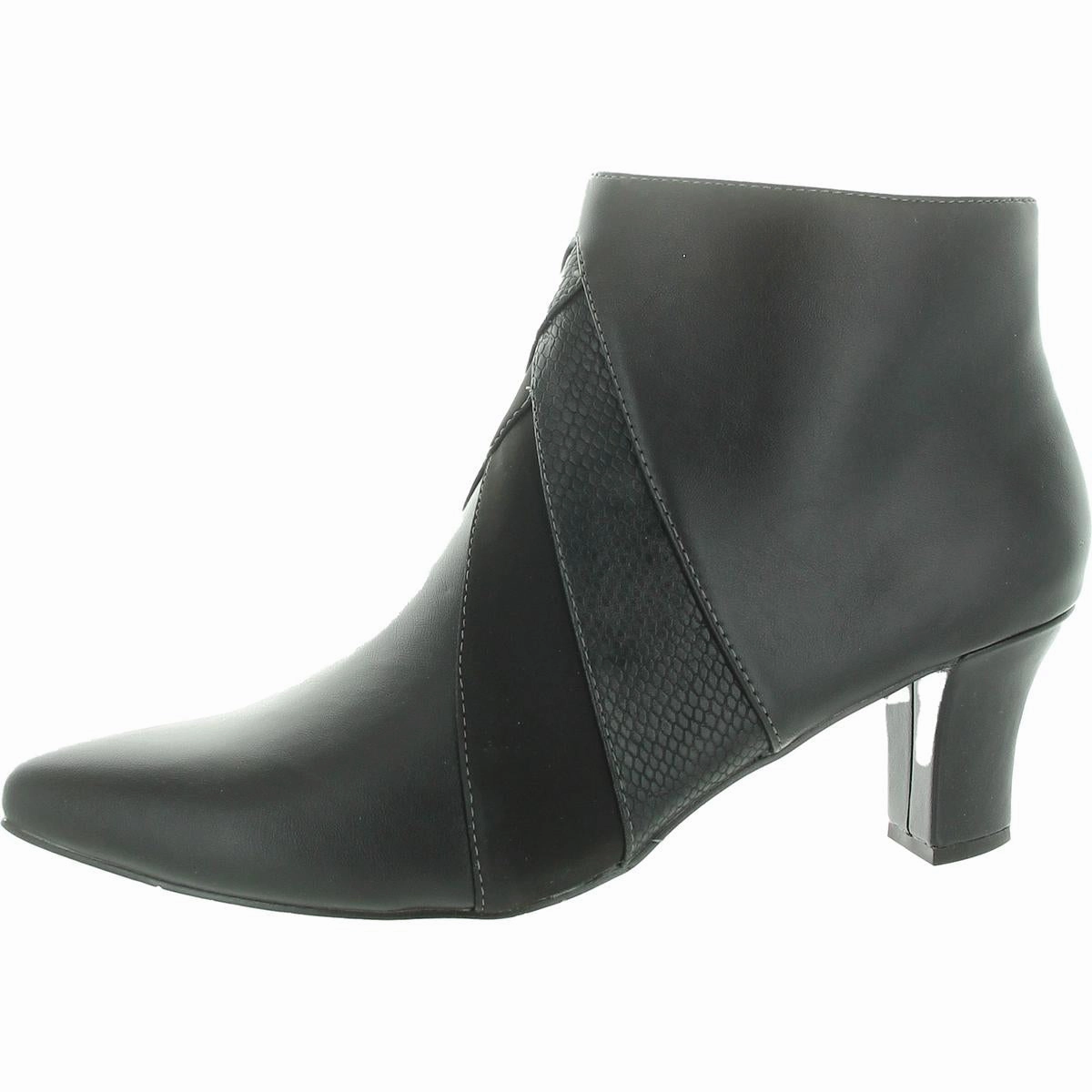 Falcon Womens Zip Up Pointed Toe Booties Day To Night Waterproof Cold Weather Commuter