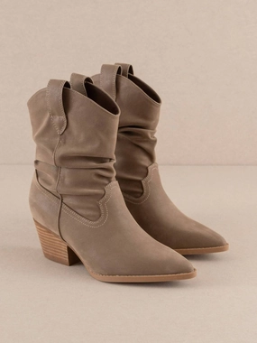 Low Maintenance Women's Kit Slouchy Western Bootie In Dark Taupe