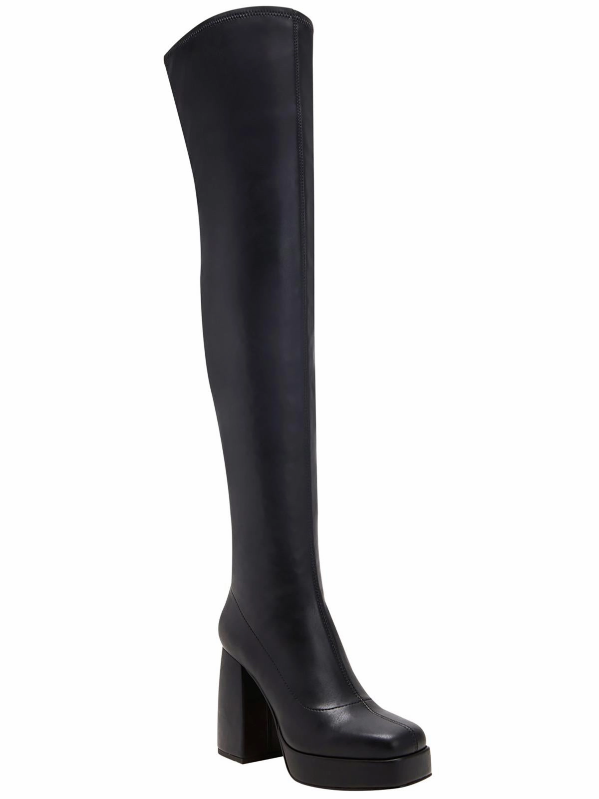 THE UPLIFT OTK Womens Faux Leather Platform Over-The-Knee Boots Comfortable Tongue