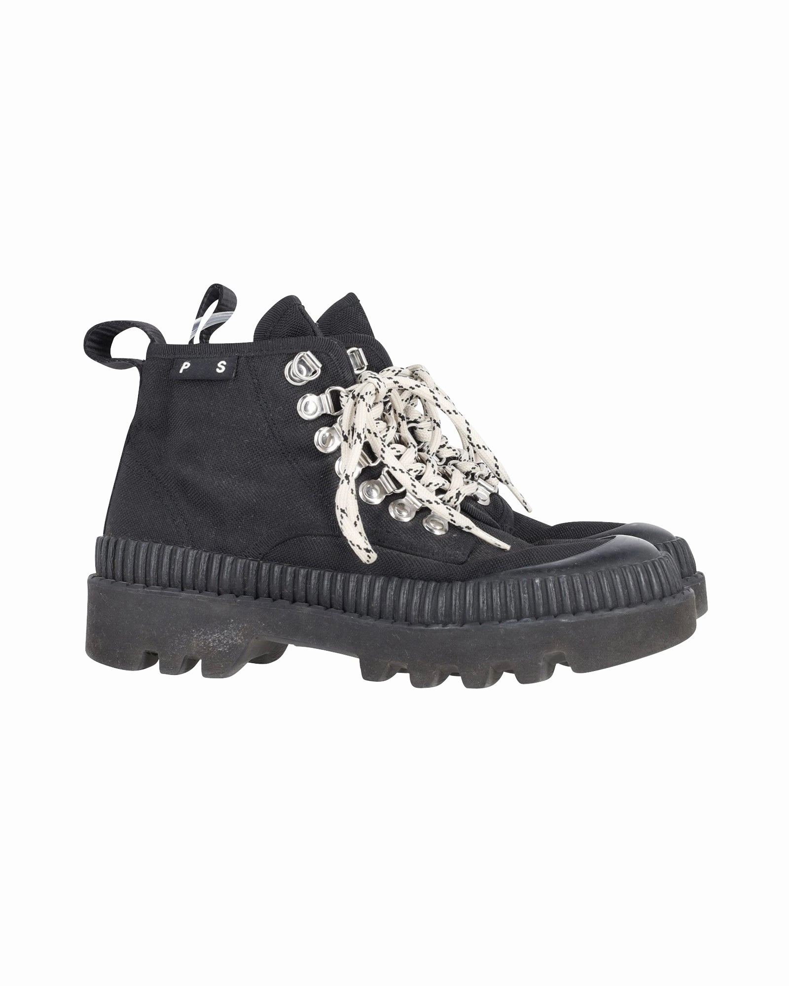 Hiking Style Water Resistant Proenza Schouler Lug Sole Boots in Black Canvas