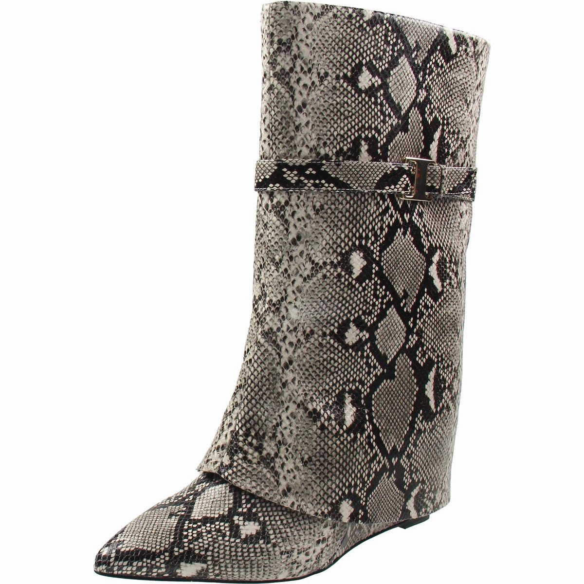 Good Traction Womens Fold-Over Leather Mid-Calf Boots