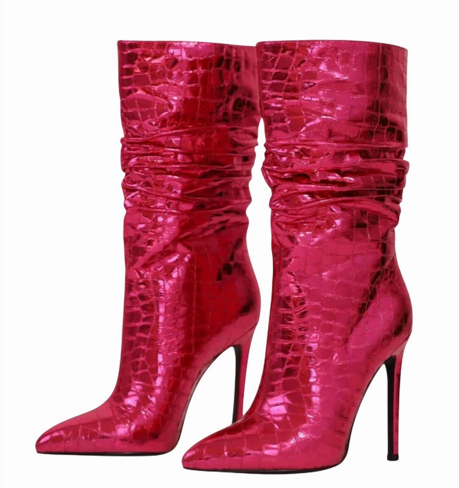 Side zipper Women's 90210 Boots In Pink