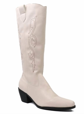 Women's Belle Western Under-The-Knee Boots In Bone Fashion Comfort Vintage Vibe