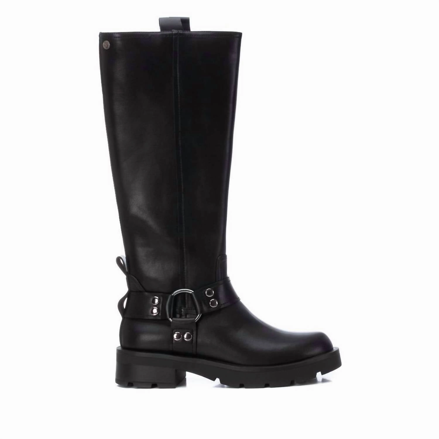 Women's Biker Boots In Black ZipUp