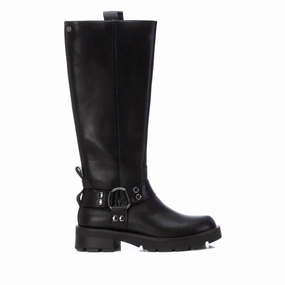 Women's Biker Boots In Black ZipUp