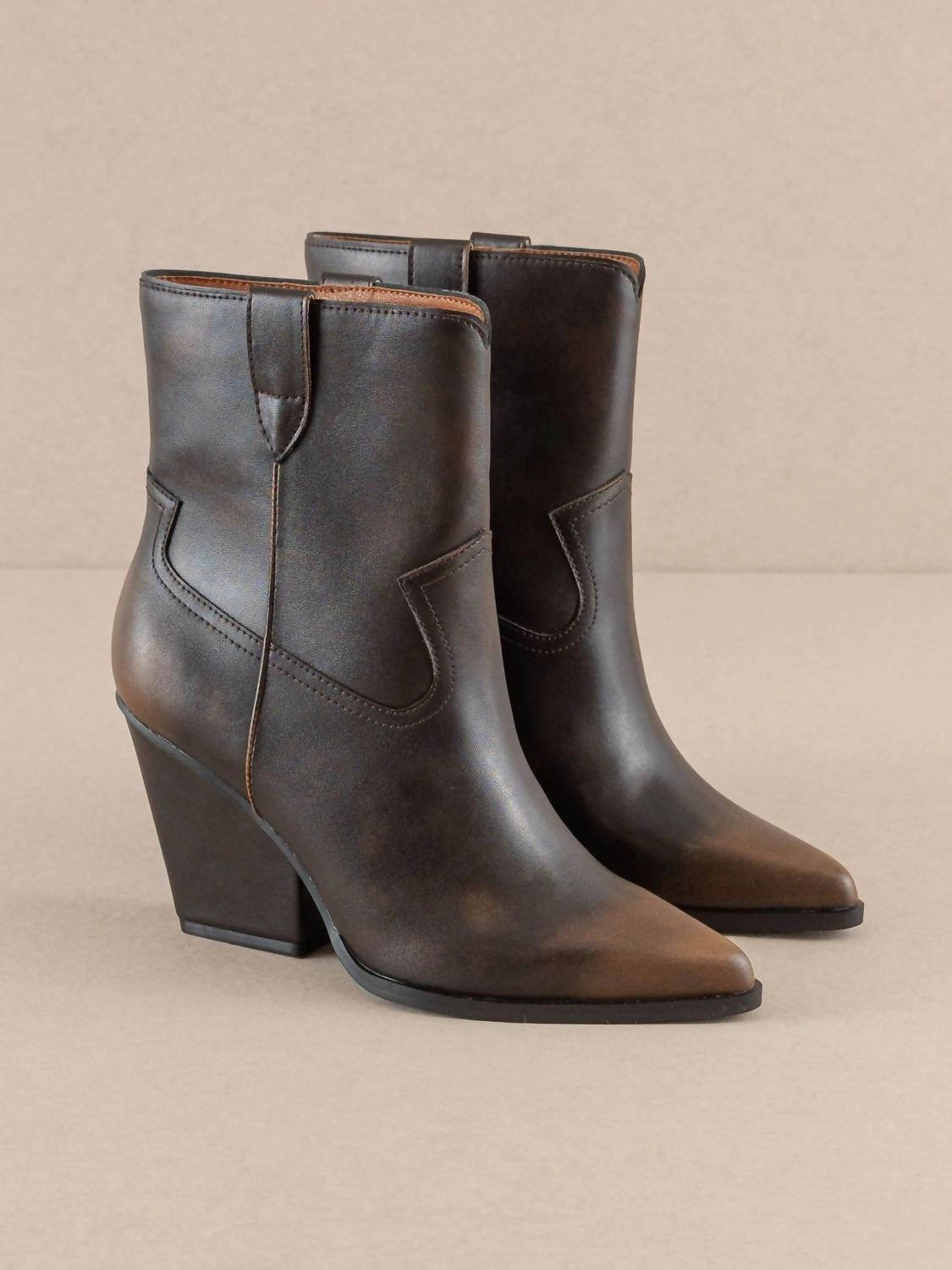 Cushioned heel Women's Brooks Western Bootie In Coffee Two Toned