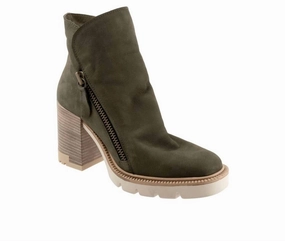 Comfortable Movement Women's Bueno Elliott Heeled Booties In Army Nubuck