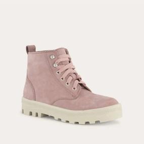 Women's Canoe Tie Boots - Medium In Mauve Nubuck Weather Ready Low Profile