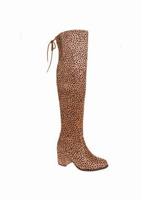 Women's Cheetah Knee Boots In Cheetah Print Padded Interior Weekend Wanderer