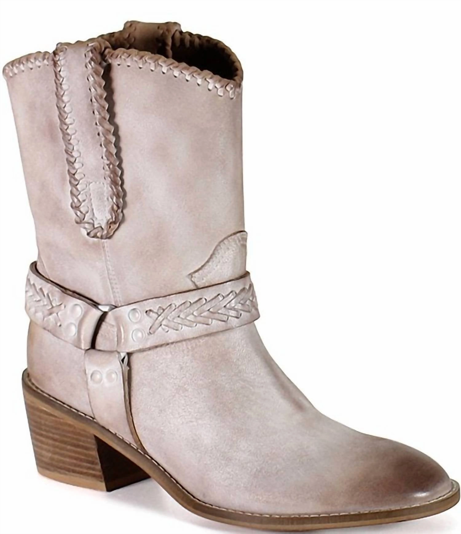 Women's Glass Heart Western Boot In Distress Off White Library Visit Outdoor Travel