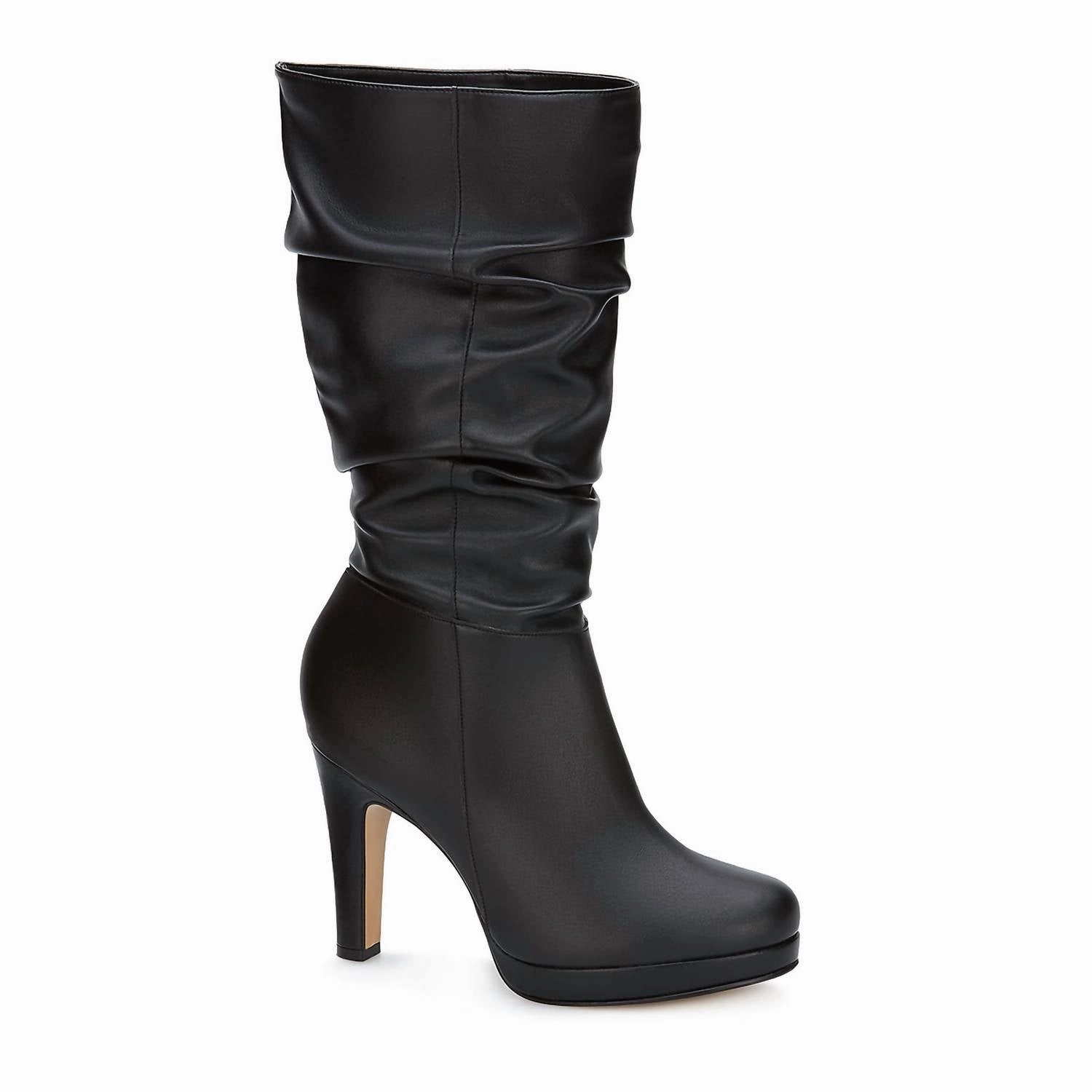 Women's High Heel Tall Slouch Boots In Black Street Fashion Cushioned Insole
