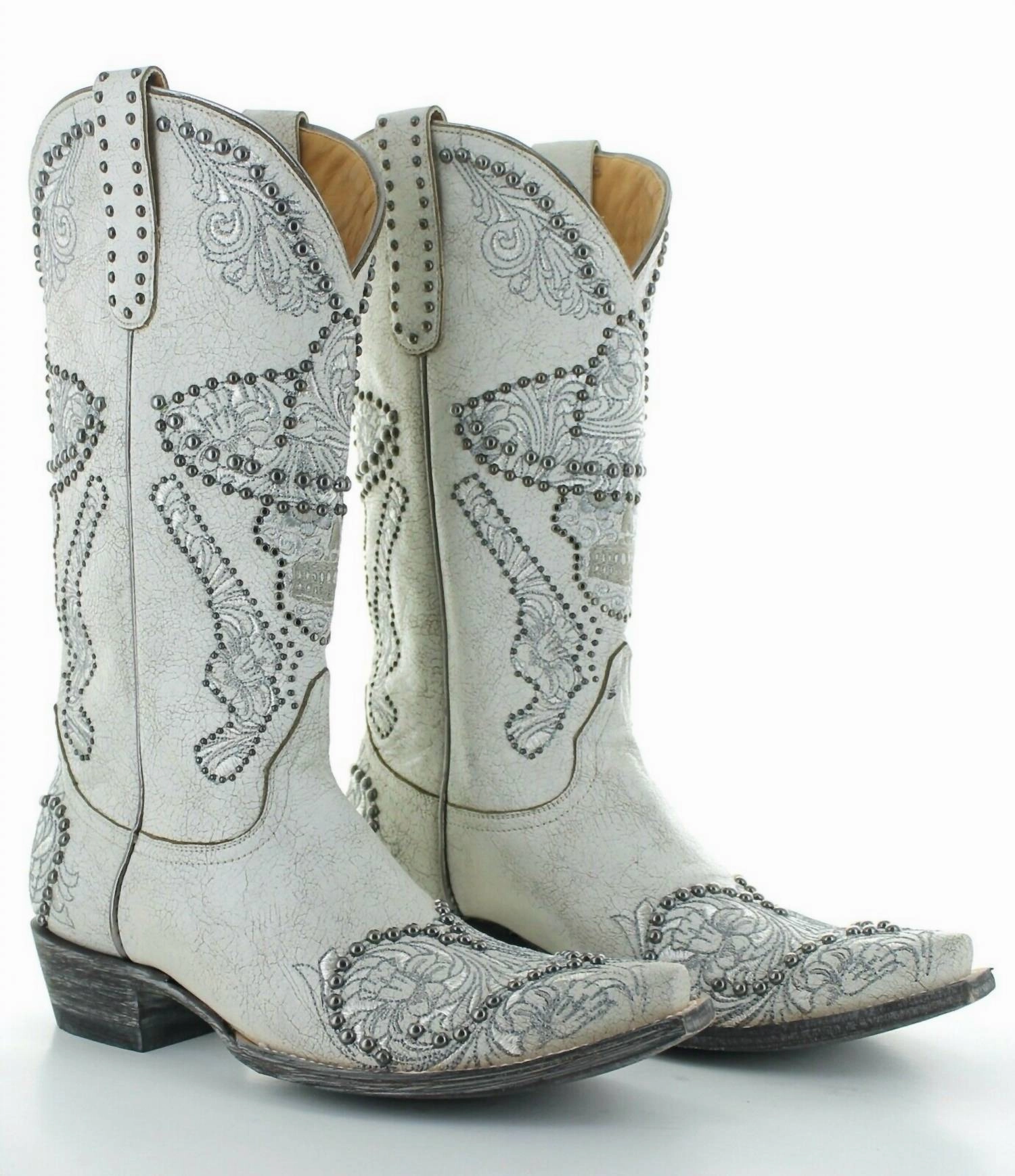Women's L&l Shooter Boots In White Sturdy Adjustable Straps