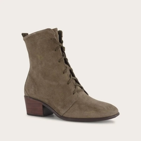 Women's Majesty Tie Boots - Medium In Oily Olive Suede Insulated Outdoor Explorer Thick Lining