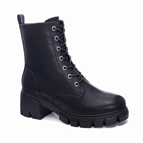 Ice Road Women's Newz Smooth Combat Boot In Black