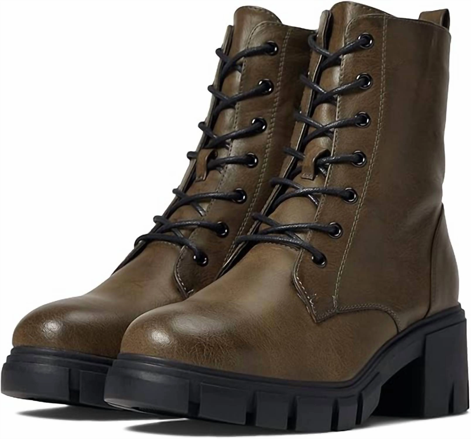Narrow Fit Women's Newz Smooth Combat Boot In Olive