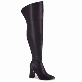 Women's Over The Knee Leatherette Boots In Black Slip Resistant Rough Terrain