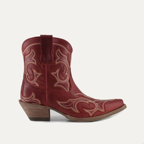 Chunk Heel insulated Women's Regina Leather Cowgirl Boots In Red