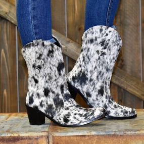 Women's Salt & Pepper Cowhide Bootie In Black And White Anti-static Ready For Adventure