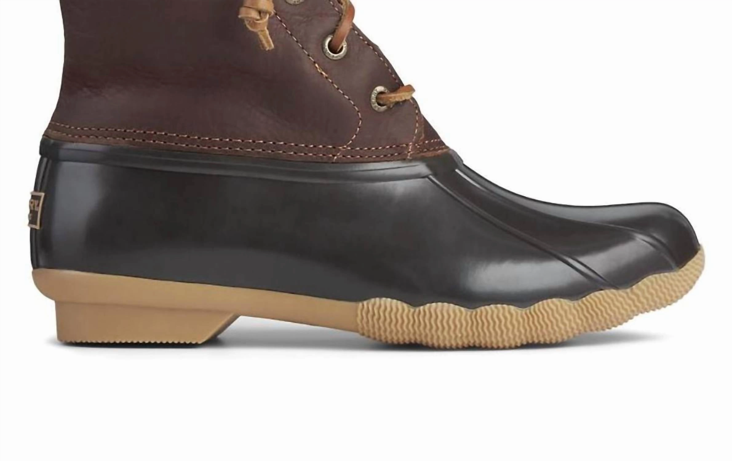 Women's Saltwater Duck Boot In Tan/dark Brown Rugged Built Rural Traveler