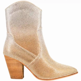 Fitness Enthusiast Quick Drying Hiking Trails Women's Selfie Rhinestone Western Boots In Gold/silver