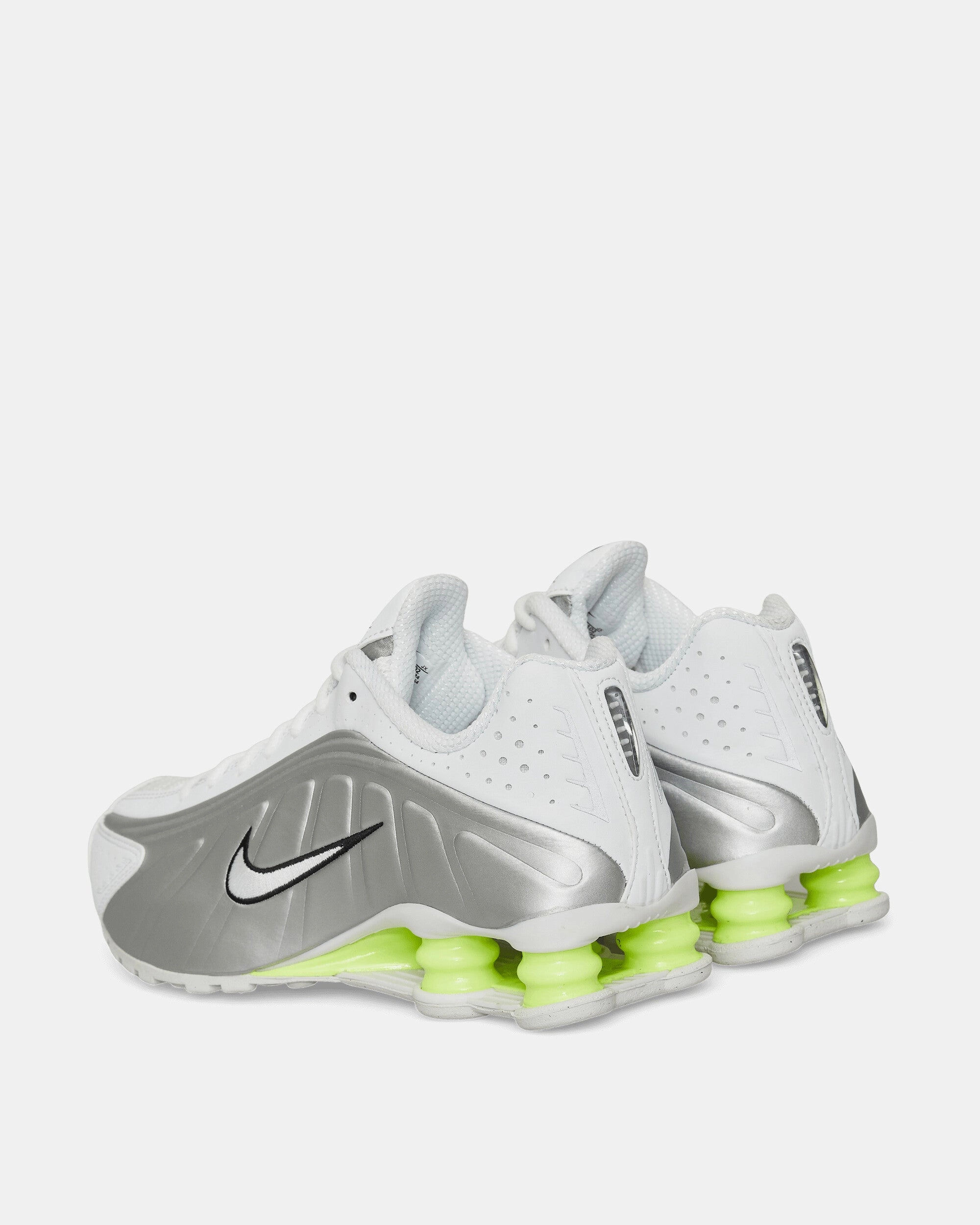 Women's Shox R4 Sneakers White / Metallic Silver / Volt High Fashion Full Cushion