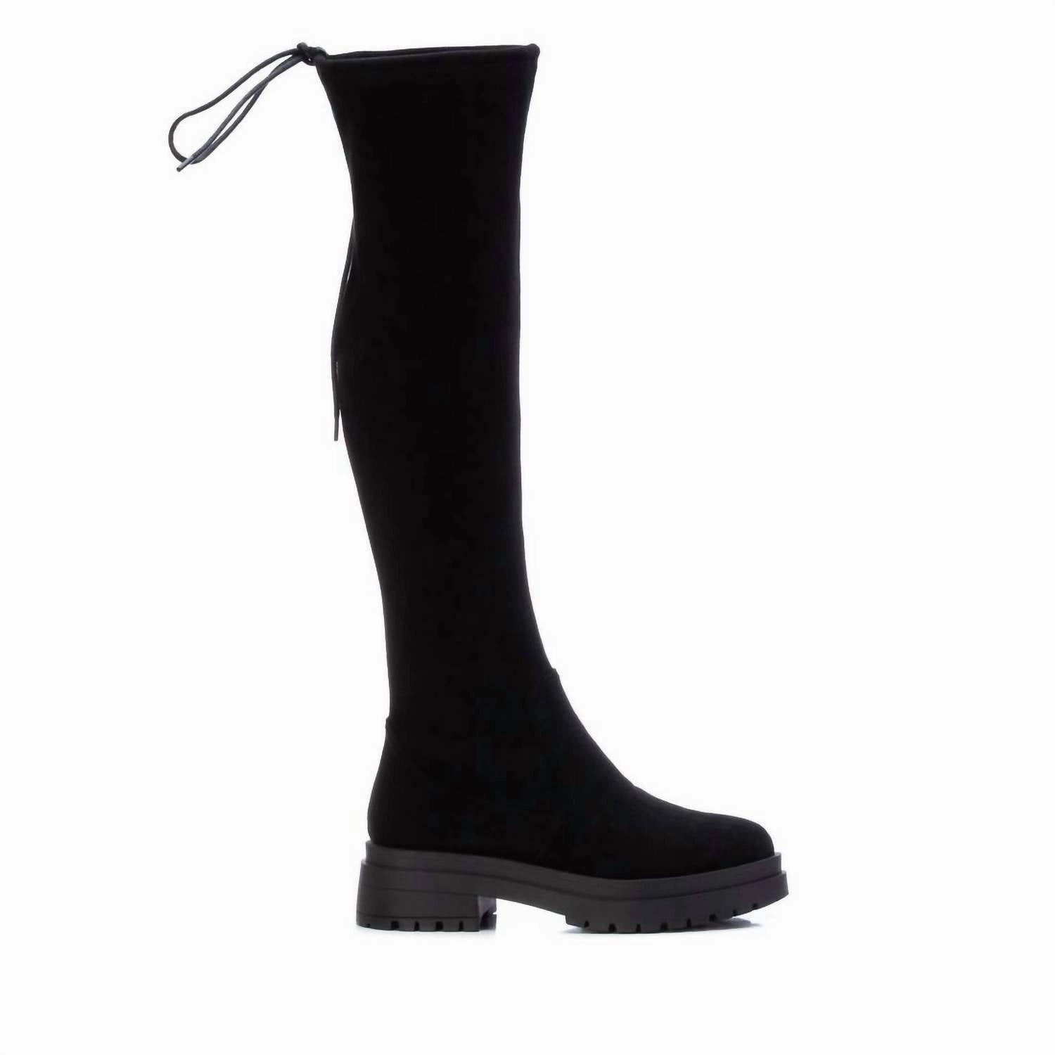 Women's Suede Boots In Black Structured Fit Quick Fit