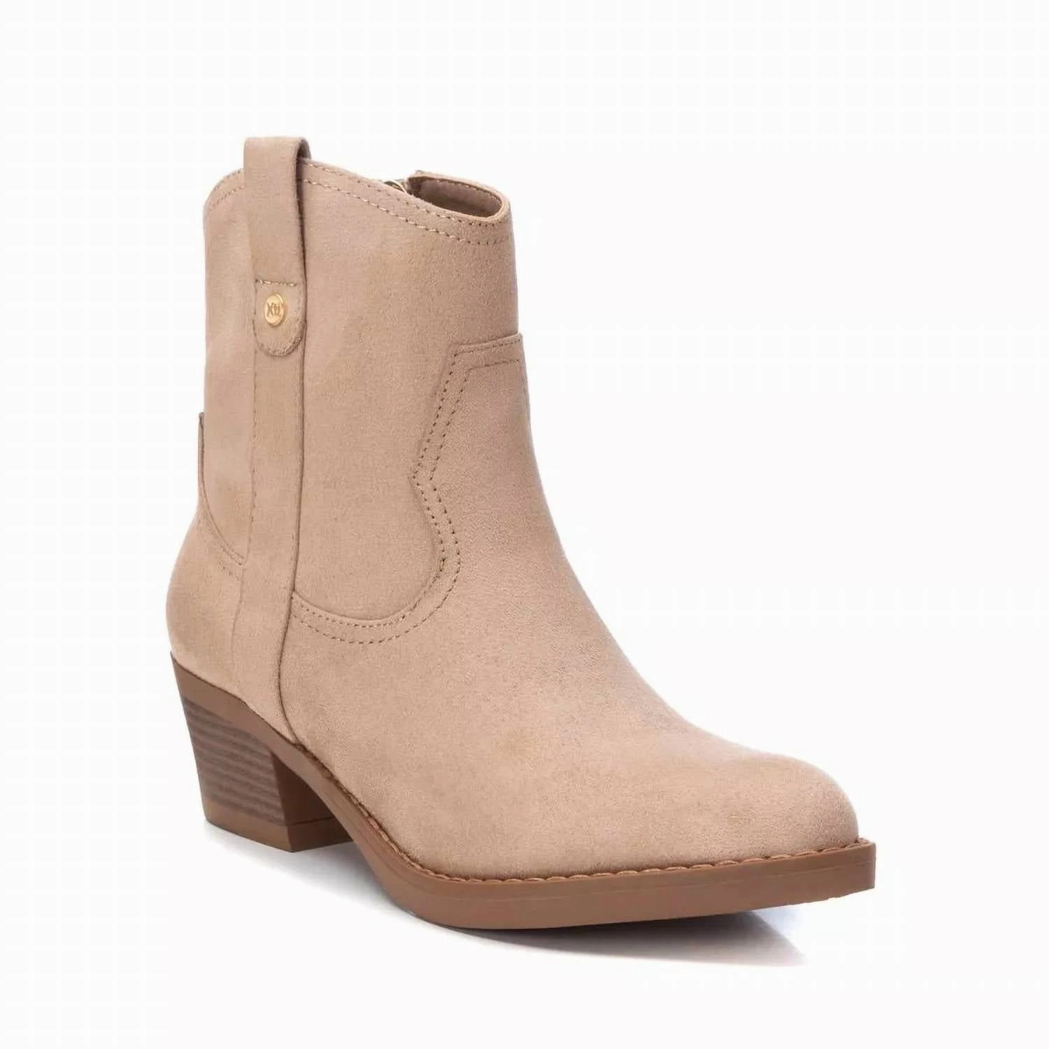Women's Suede Italian Western Boots In Beige/khaki Waterproof Design Comfort Padding