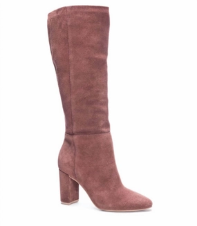 Insulated Cold Weather Commuter Classic Line Women's Suede Knee High Boots In Red