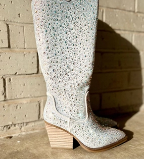 Women's Tall Cadillac Boots In Silver Rain Adventure