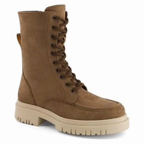 Minimal Build Women's Tall Combat Boots In Camel