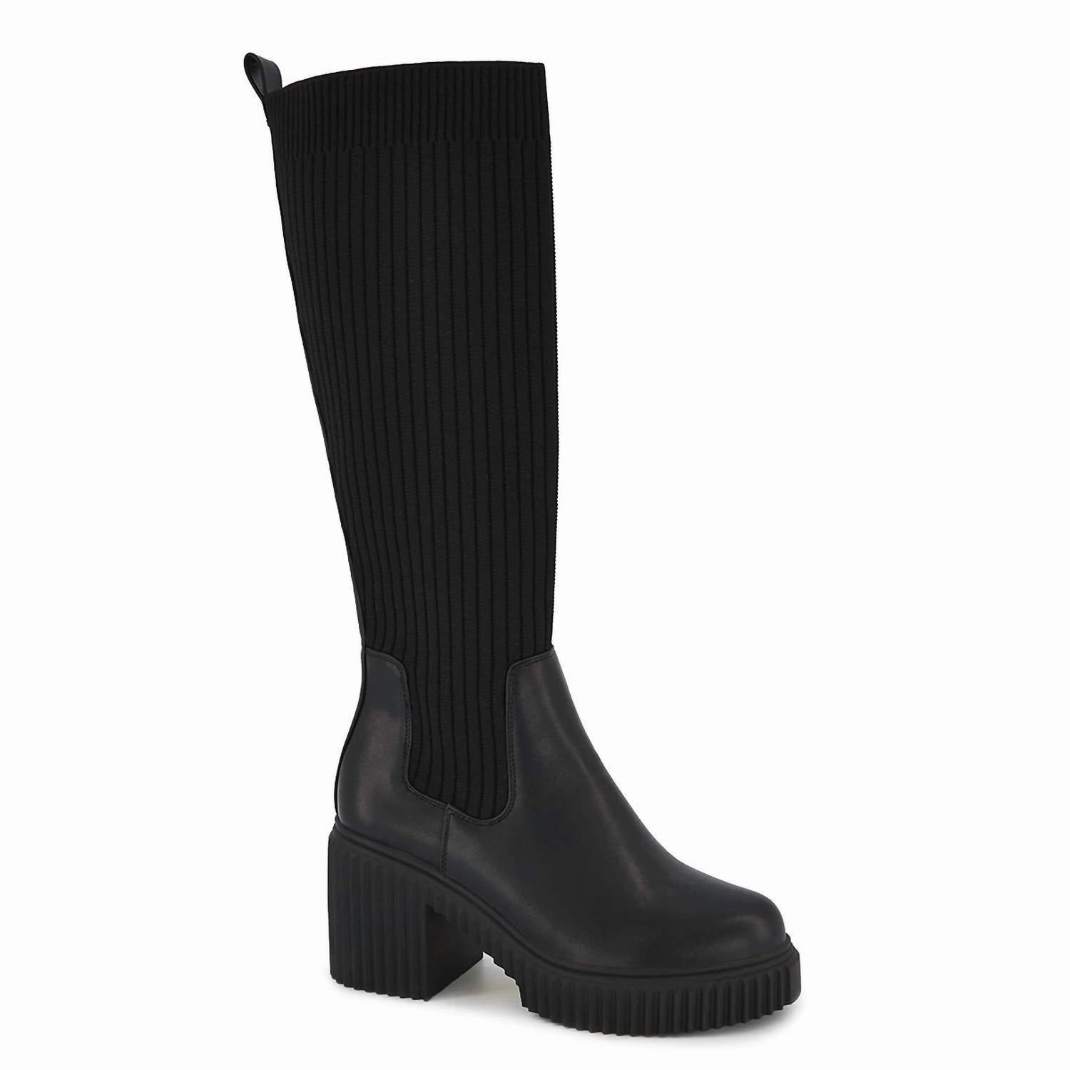 Women's Tall Sock Boots In Black Deep Black youth trend
