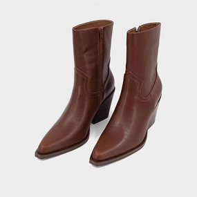 Women's Victoria Boots In Cognac Padded collar Weekend Wear