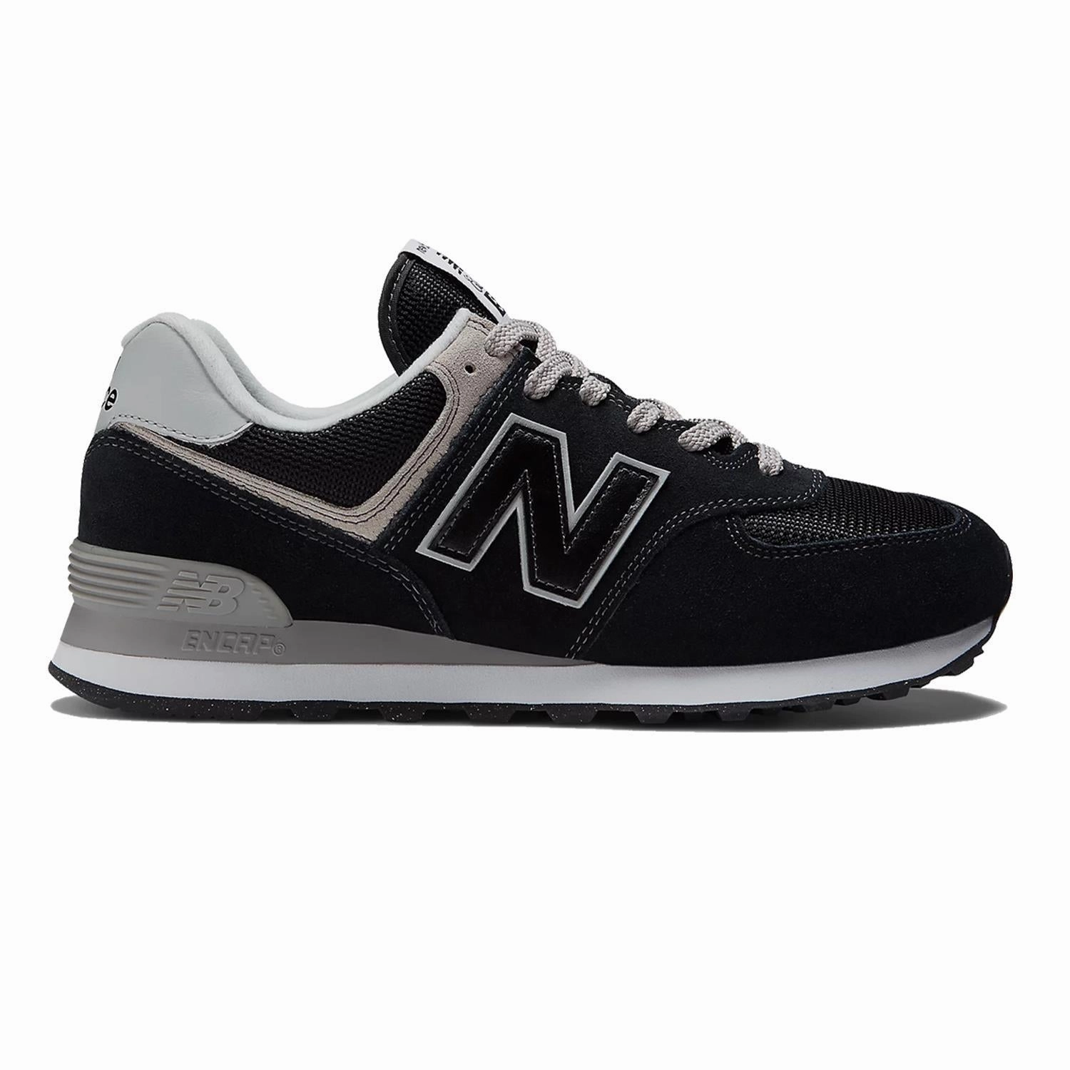hot - climate running shoes urban running shoes Women's Wide Fit New Balance ML574EVB Walking/Running Trainers - Exclusive - Black/White ENCAP Slim Profile Idea