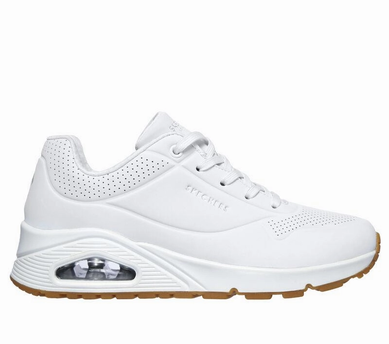 multi - activity shoes Multi Density Foam Women's Wide Fit Skechers 73690W Uno Stand On Air Walking Trainers - White Fitness Training Gear