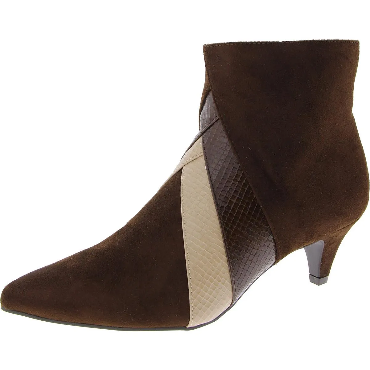 subtle style Womens Faux Suede Mixed Media Booties