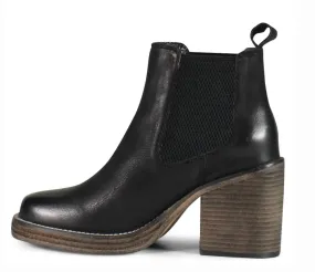 Women's Ser Eeta Boots In Black Nubuck Adjustable Straps Elasticated