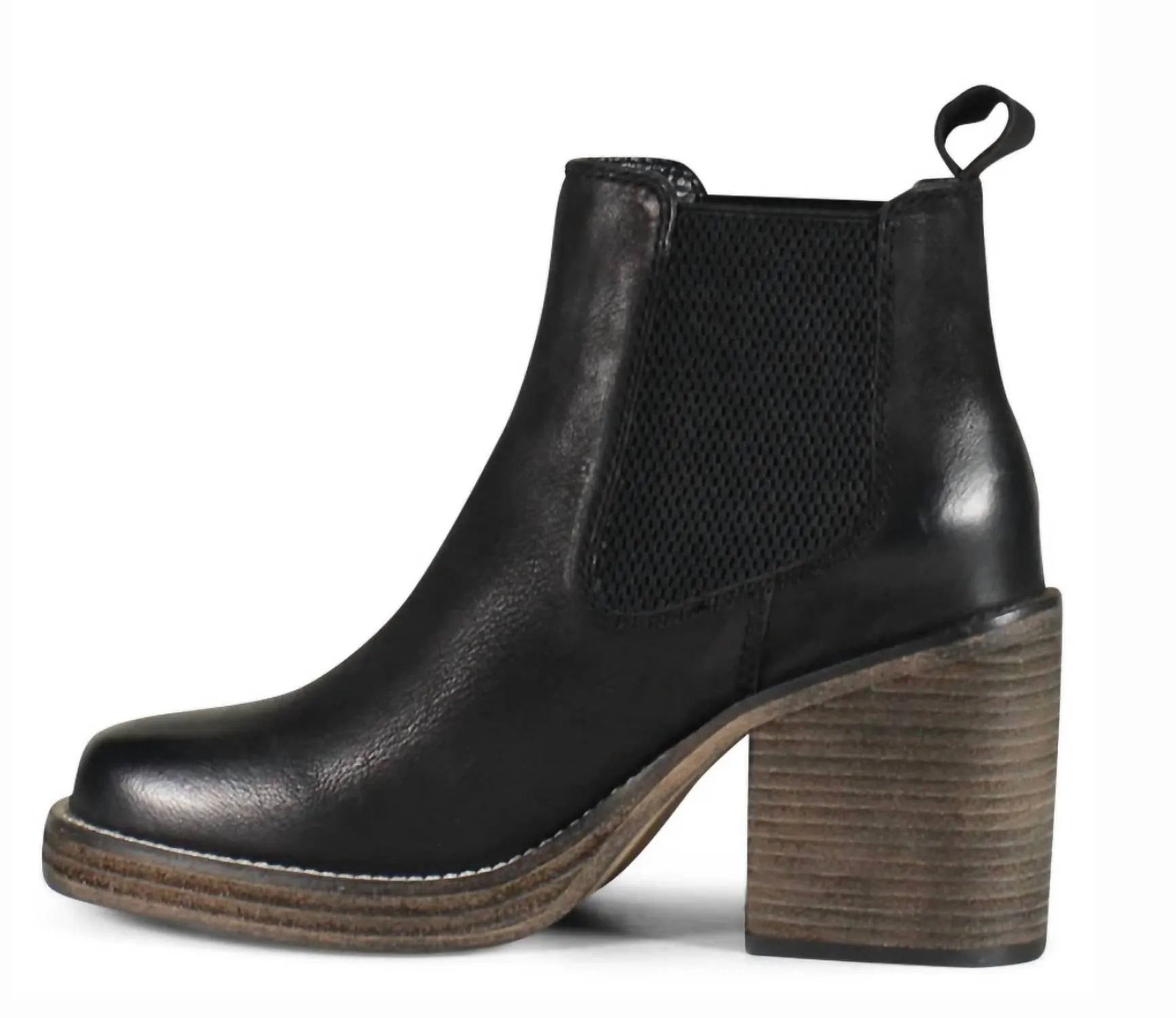 Women's Ser Eeta Boots In Black Nubuck Adjustable Straps Elasticated