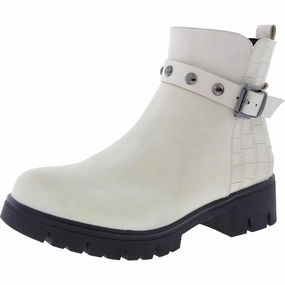 Rugged Built All Day Worker Womens Animal Print Faux Leather Ankle Boots