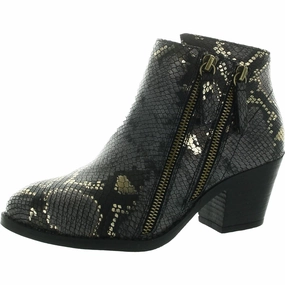 Casual Elegance Womens Animal Print Faux Leather Ankle Boots