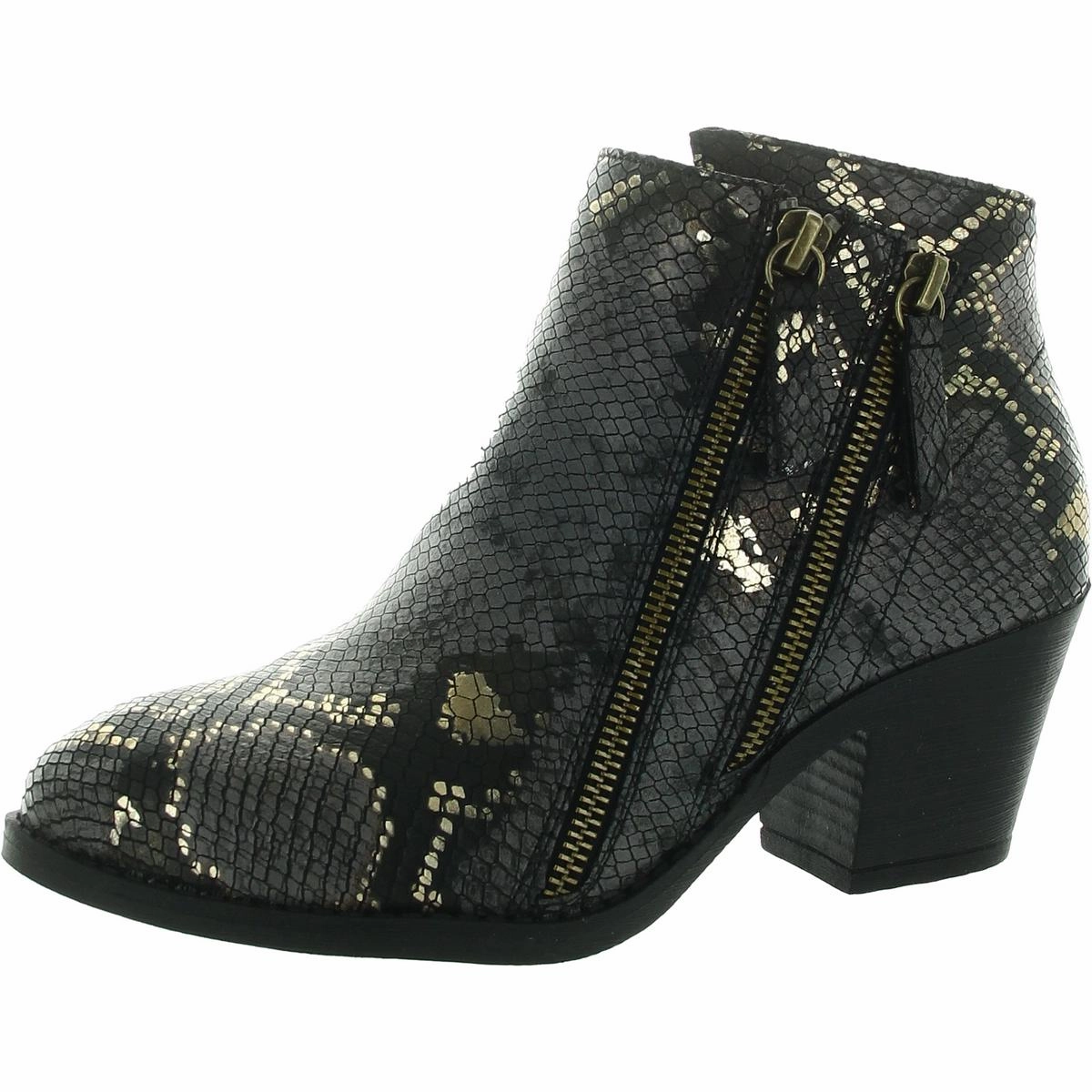 Casual Elegance Womens Animal Print Faux Leather Ankle Boots