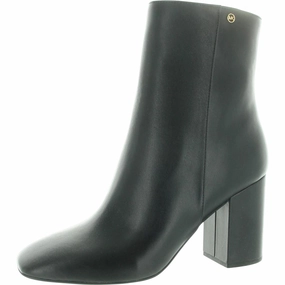Womens Block Heel Faux Leather Ankle Boots Thermal Lining mud proof