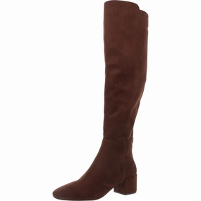 Womens Block Heel Faux Suede Knee-High Boots Thermal Core Weekend Camping Artist