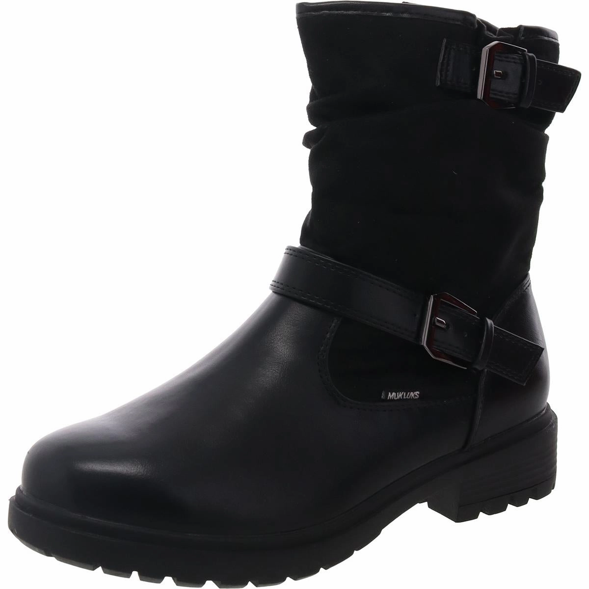 Womens Buckle Leather Ankle Boots Breathable Urban Traveler