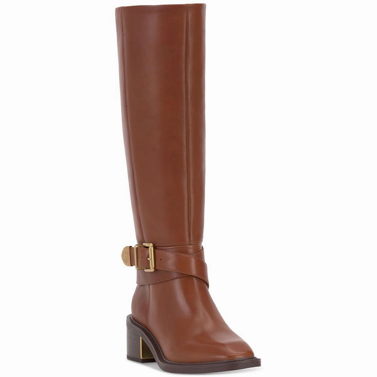 Womens Buckle Leather Knee-High Boots Durable Shell Rainy Day Commuter